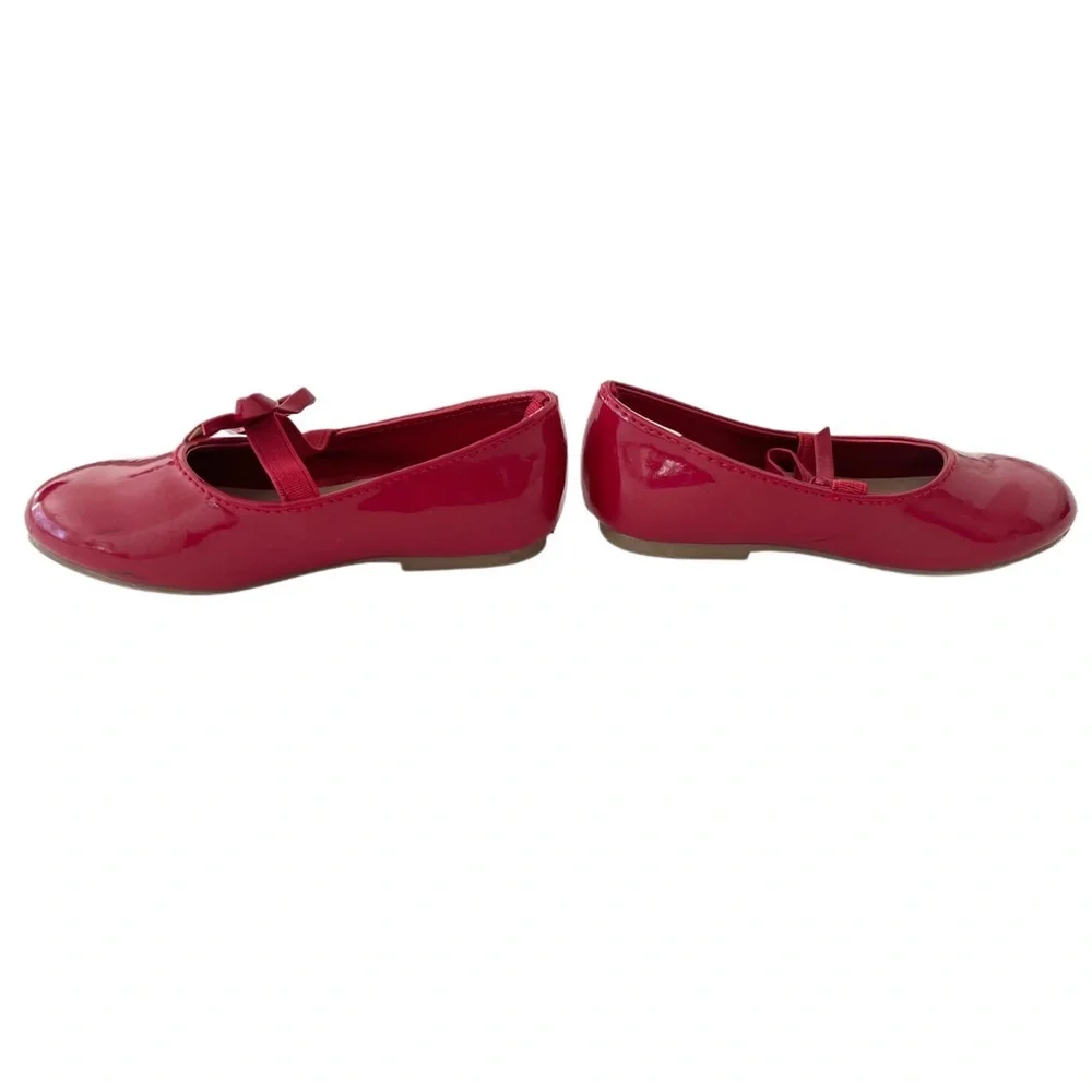 Gymboree Kids Red Glossy Ballet Flats with Bow Strap | Toddler Girl 7